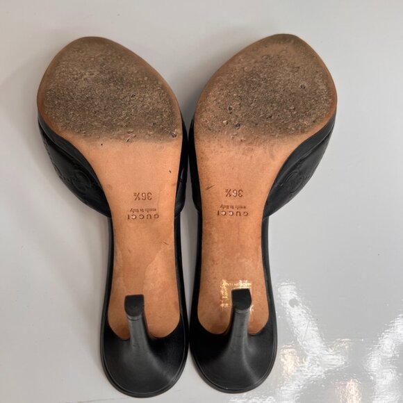 Gucci Sandal Women 36.5 Horsebit Emboss Leather Work Party Resort Italy Core Go - Picture 14 of 16